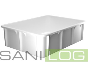 Skrzynka sztaplowana z uchwytem U biała 80x60x32 cm